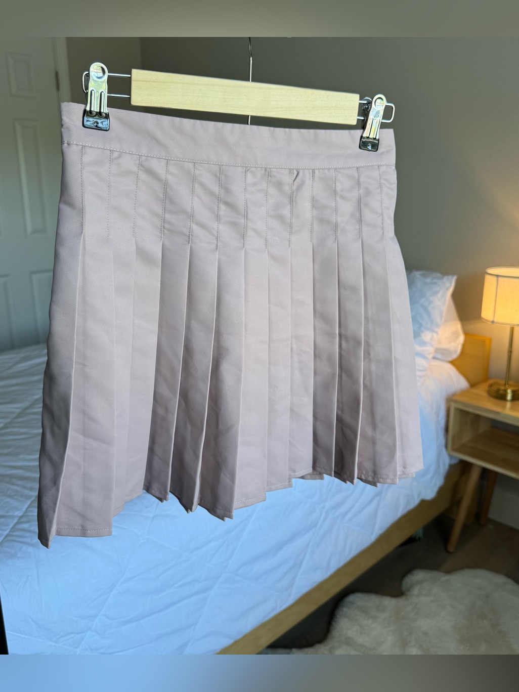 Love, Fire Pleated Mini Skirt In Blush Taupe